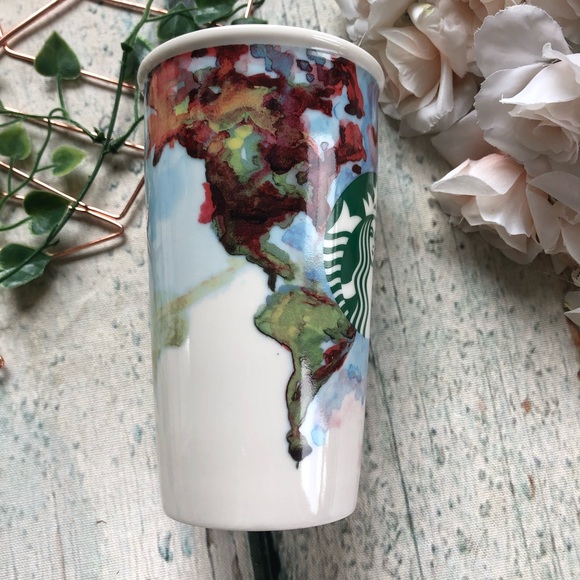 Starbucks 2015 watercolour world map travel mug